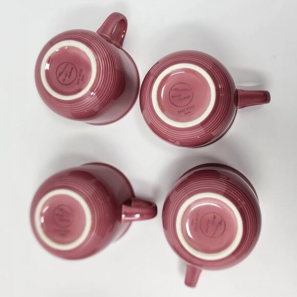 Nancy Calhoun Cup Saucer Set of 4 Solid Dark Rose Pink VTG Stoneware Japan EUC - Picture 7 of 10